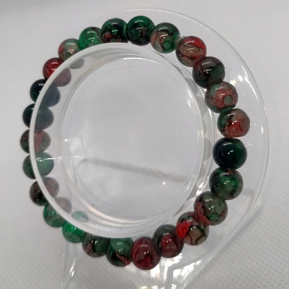 Red/green glass bracelet - Picture 1 of 2